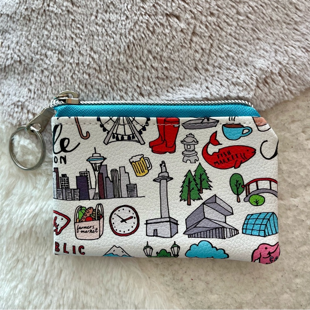 Jakari Mini Zipper Pouch/Coin Purse with Key Ring-Seattle/Washington/Favorites